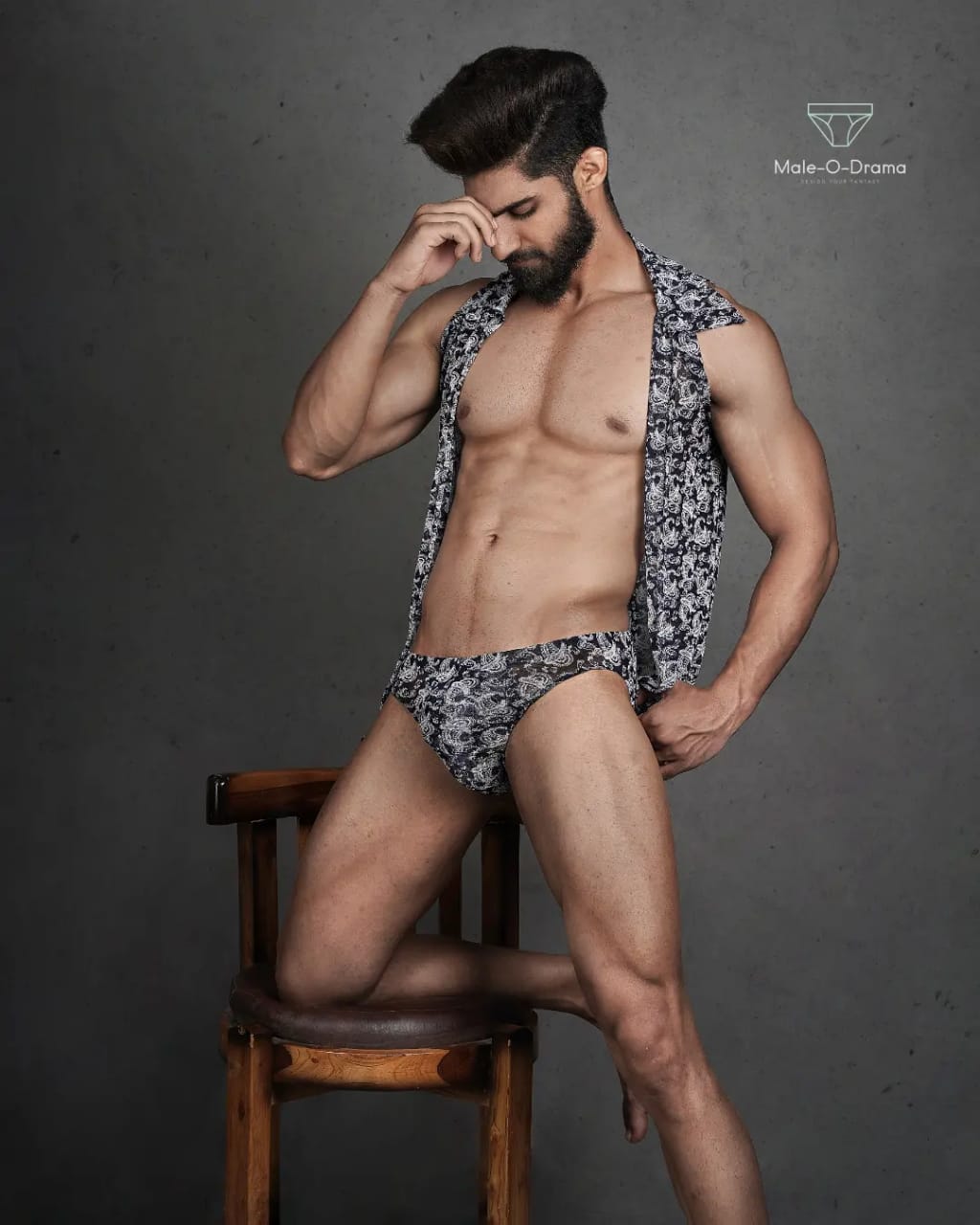Dark blue and white Digital Printed Coords set in Net Lycra