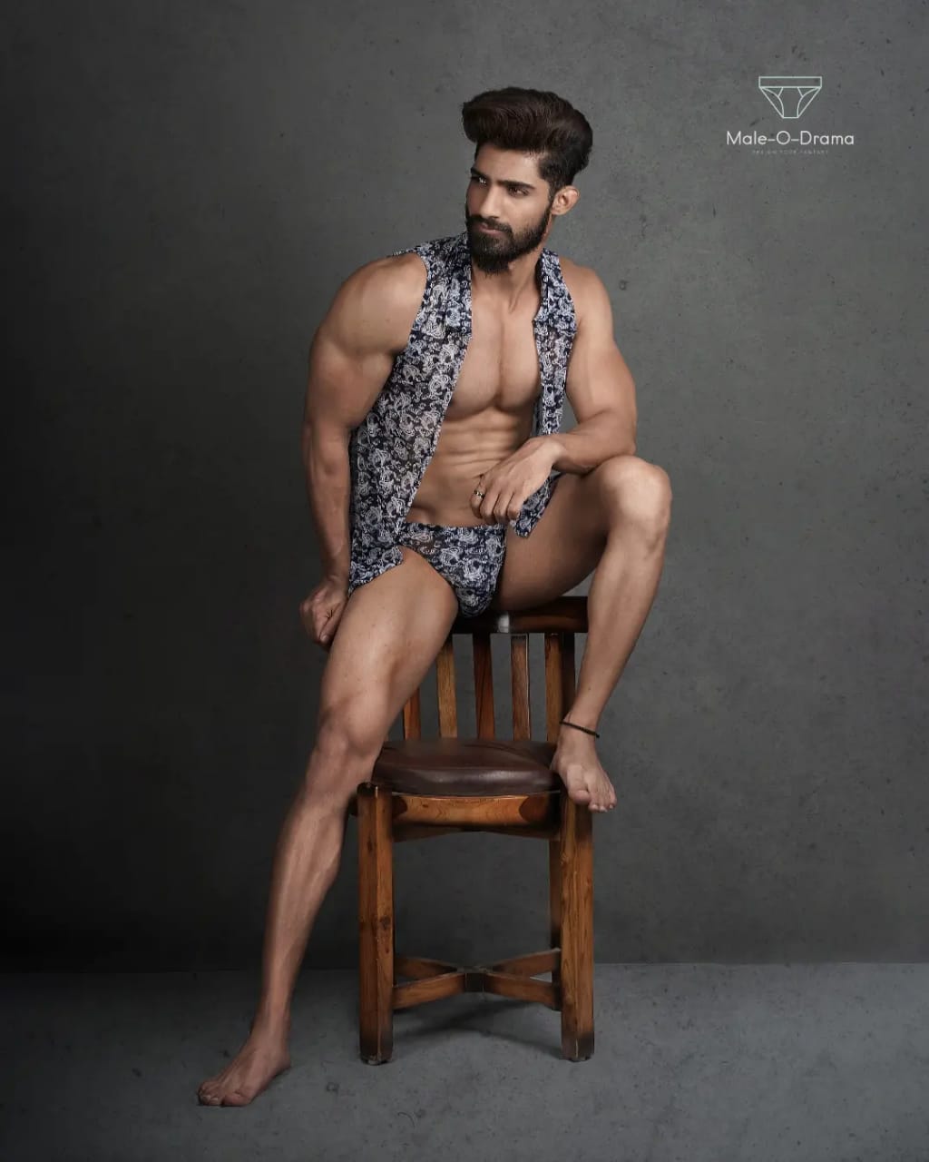 Dark blue and white Digital Printed Coords set in Net Lycra