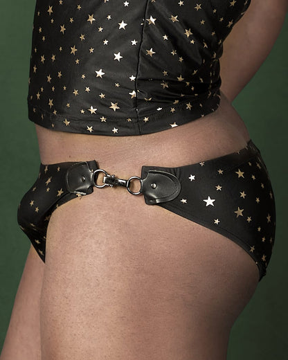 Black Brief with a metal cliff at the side