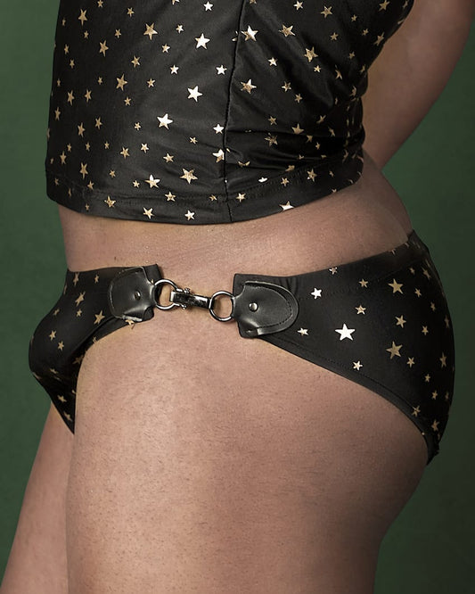Black Brief with a metal cliff at the side