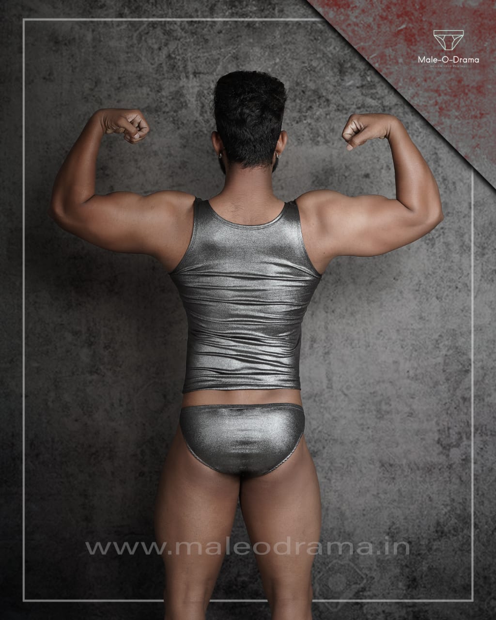Metallic Grey Coords set with a metal ring brief