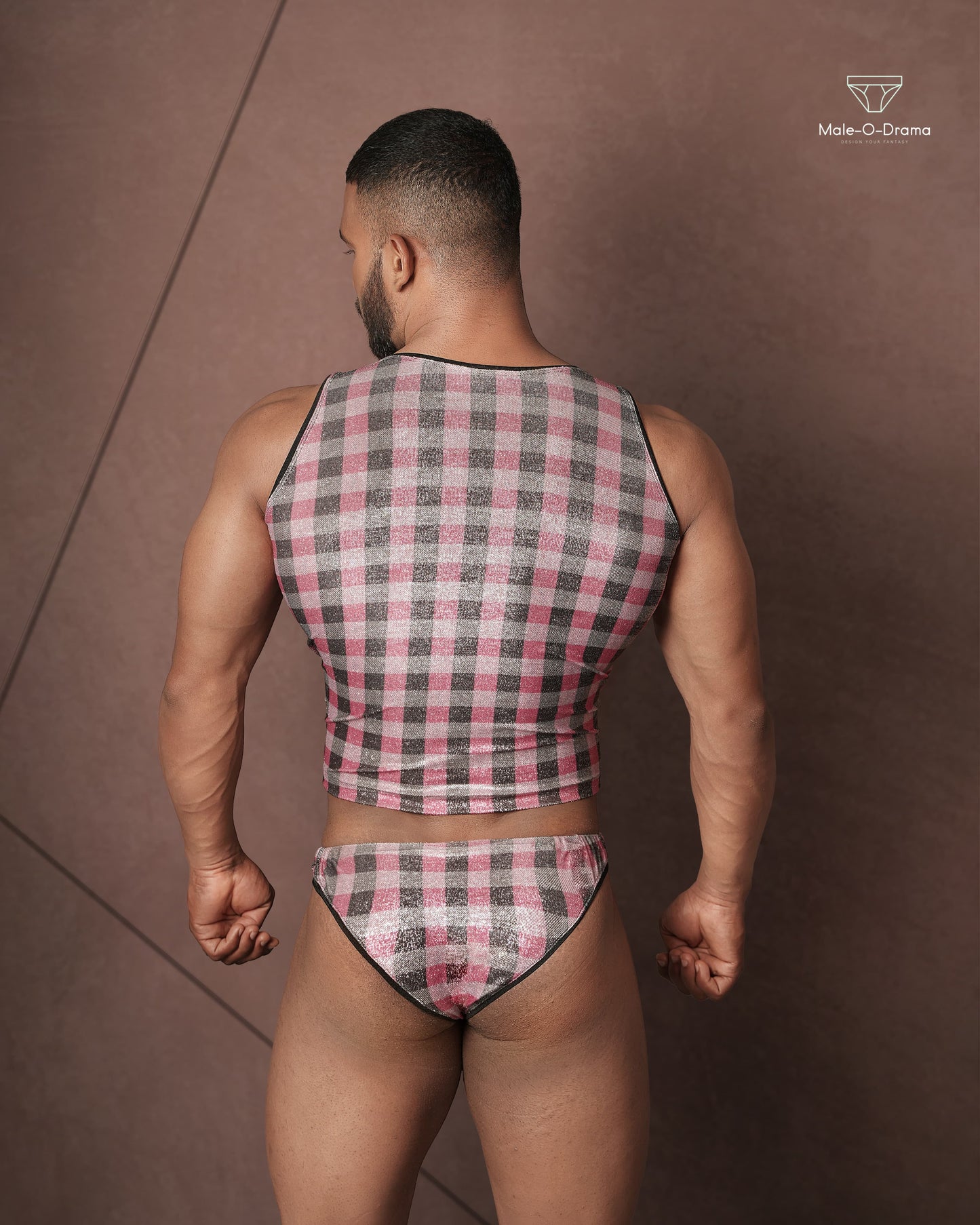 Black and Pink Checkered Lycra coords set