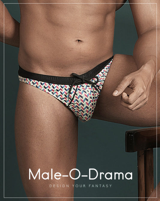 Houndstooth check brief with black strapand tie up string