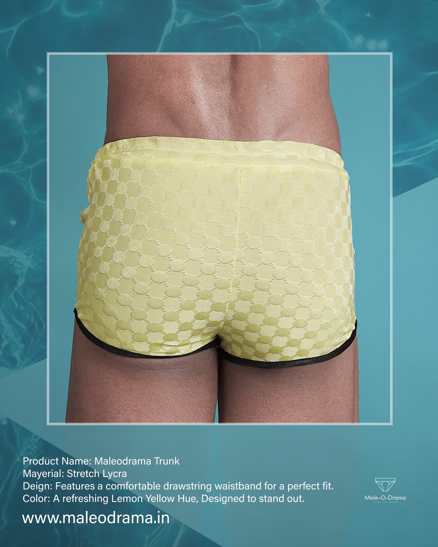 Yellow Swimming trunk with Drawstring