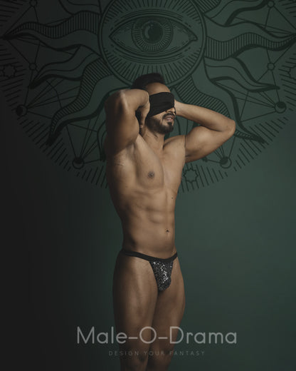 Black Sequin Jockstrap Underwear