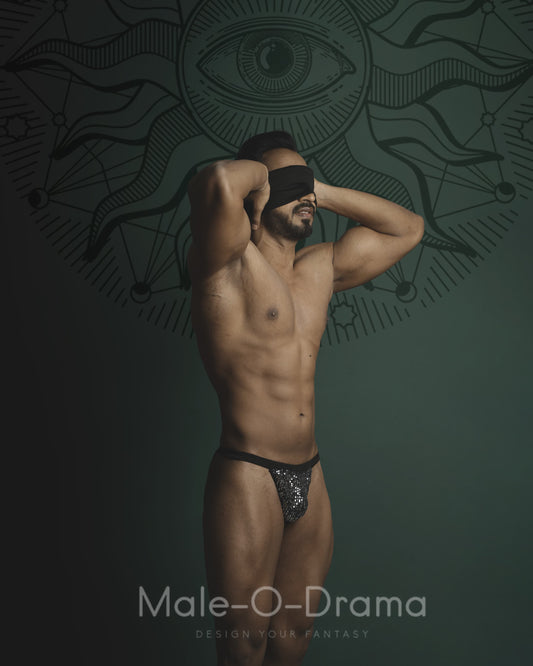 Black Sequin Jockstrap Underwear